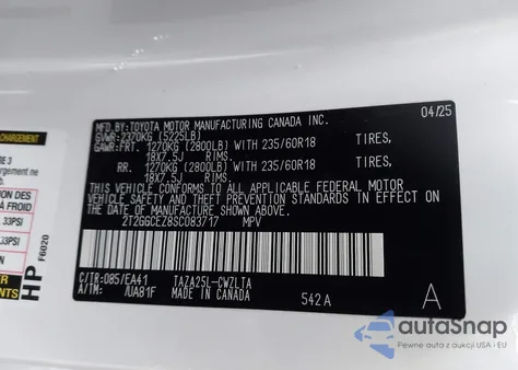 2025 Lexus Nx 350 Premium from USA, damaged, VIN 2T2GGCEZ8SC083717